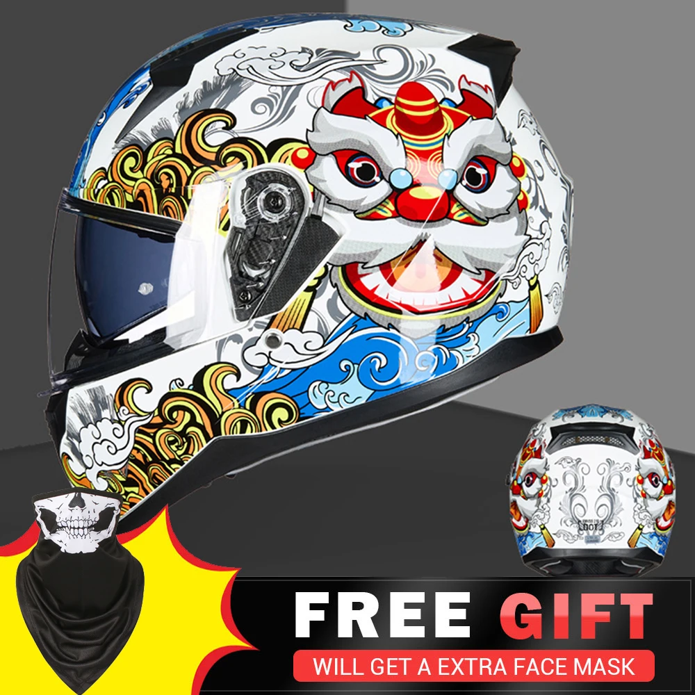 GXT Full Face Motorcycle Helmet Dual Lens Casco Moto Men Capacete De Moto Motorbike Racing Helmets Accesorios Para Moto DOT