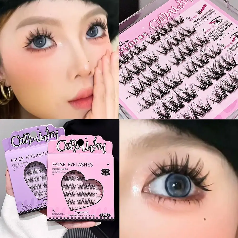 

New Reusable Self Adhesive Eyelashes No Glue 5D Steamed Rolls Cluster Lashes 6 Rows Individual Lashes