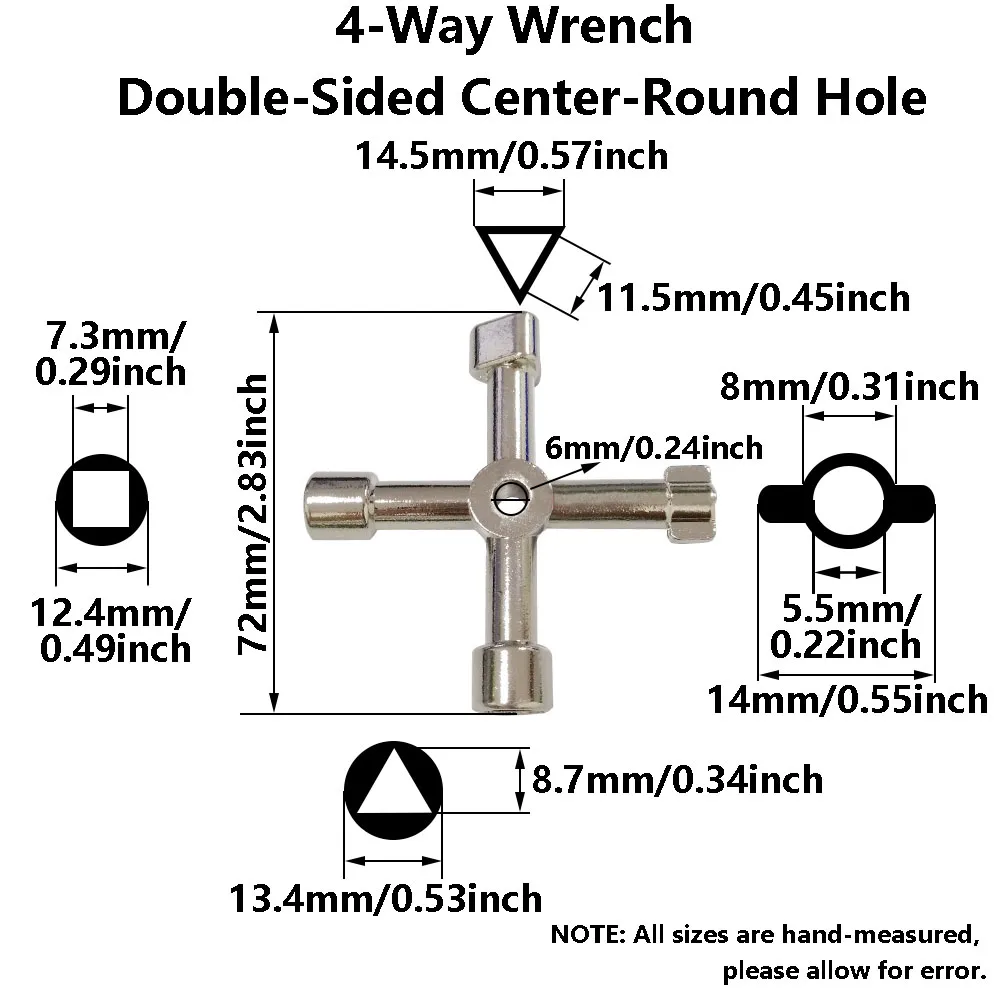 4-in-1 Multifunctional Wrench Key 4 Ways Universal Internal Faucet Key Wrench For Gas Electric Meter Cabinets Hand Repair Tools