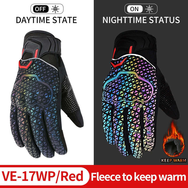 Autumn Winter Motorcycle Riding Gloves for Women Men Warm Fall-proof Windproof Moto Glove Colorful Reflective Touchscreen Gloves