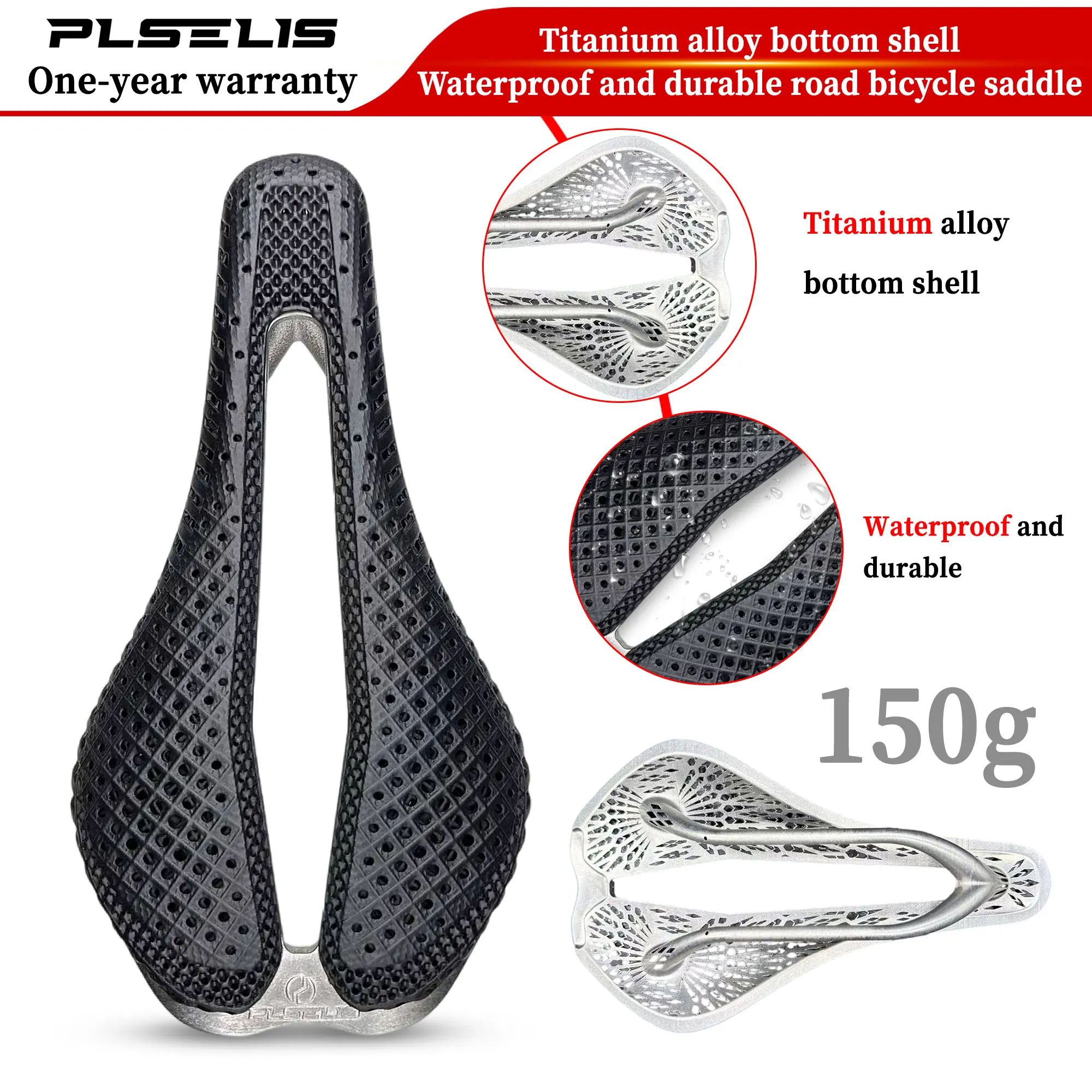 

PLSELIS seat cushion 3D printed titanium alloy road bike seat cushion breathable shock absorption comfortable soft and hard part
