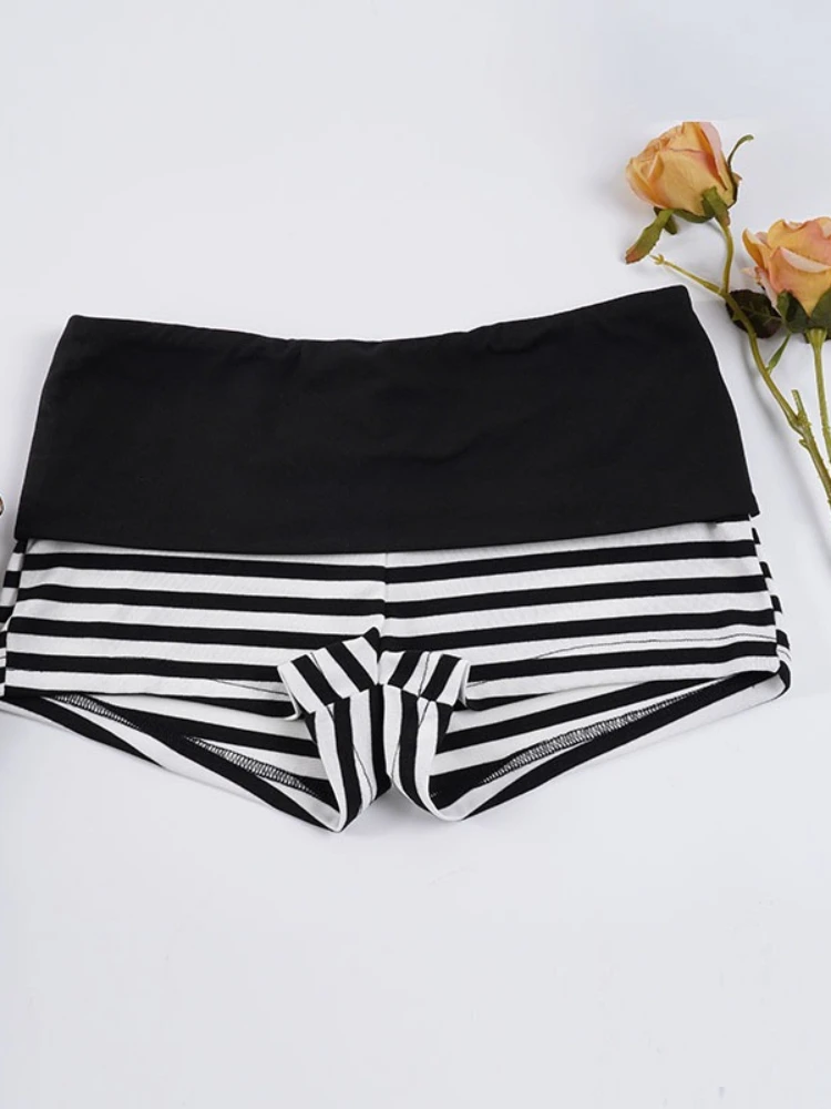 กางเกงขาสั้นทรงเข้ารูปเอวต่ำลายทางสีสันสดใส รุ่นใหม่ปี 2026 สำหรับผู้หญิง แฟชั่นฤดูร้อน สไตล์ลำลอง เหมาะสำหรับใส่พักผ่อนหรือใส่ในชีวิตประจำวัน