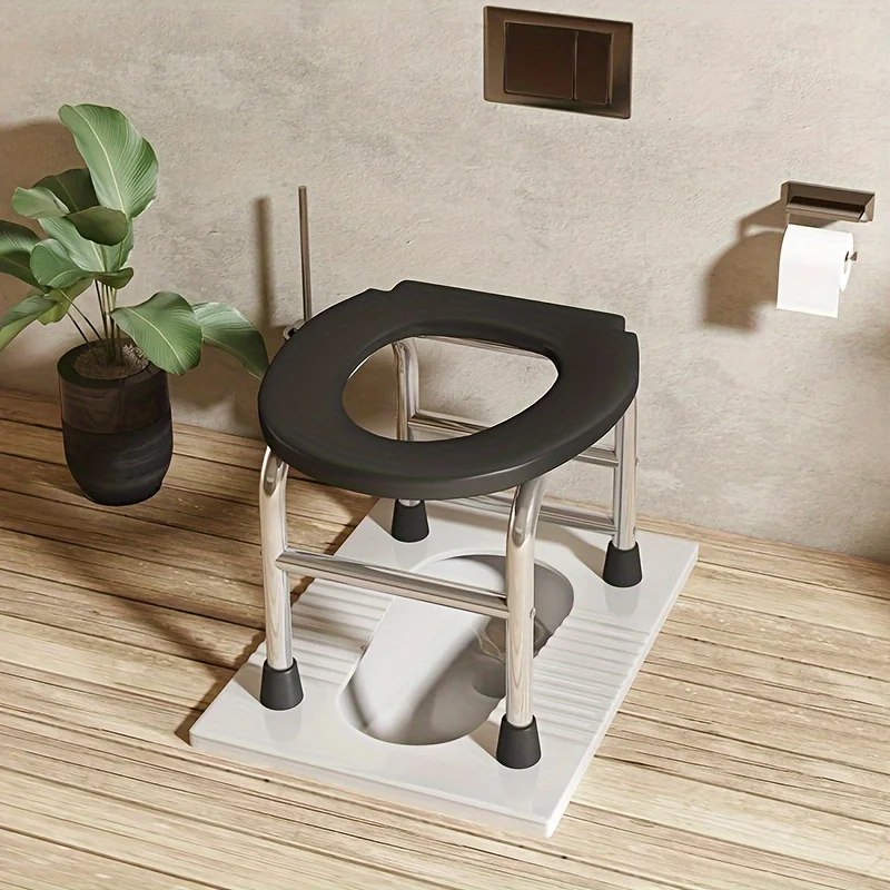 يمكن تحميل كرسي المرحاض الجديد المصنوع من الفولاذ المقاوم للصدأ على شكل حرف O بوزن 300 رطل، وسهل التنظيف، ومناسب للنساء المسنات والحوامل كقعد حمام