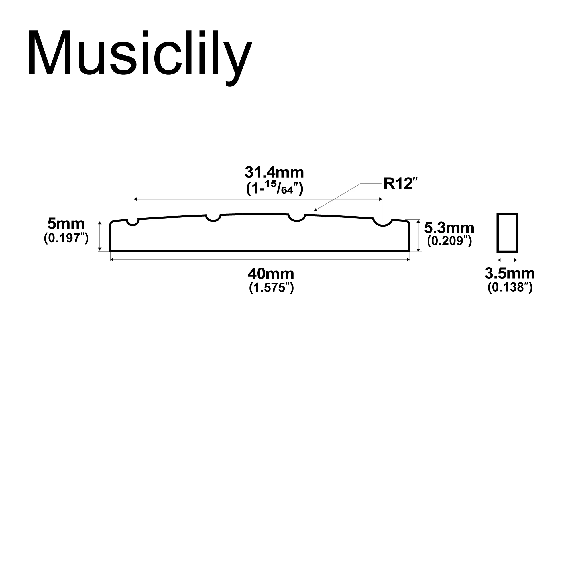 Musiclily Pro Urea Resina Plástico 40 mm Tuercas para bajo de jazz ranuradas Fondo plano para bajo J de 4 cuerdas (juego de 2)