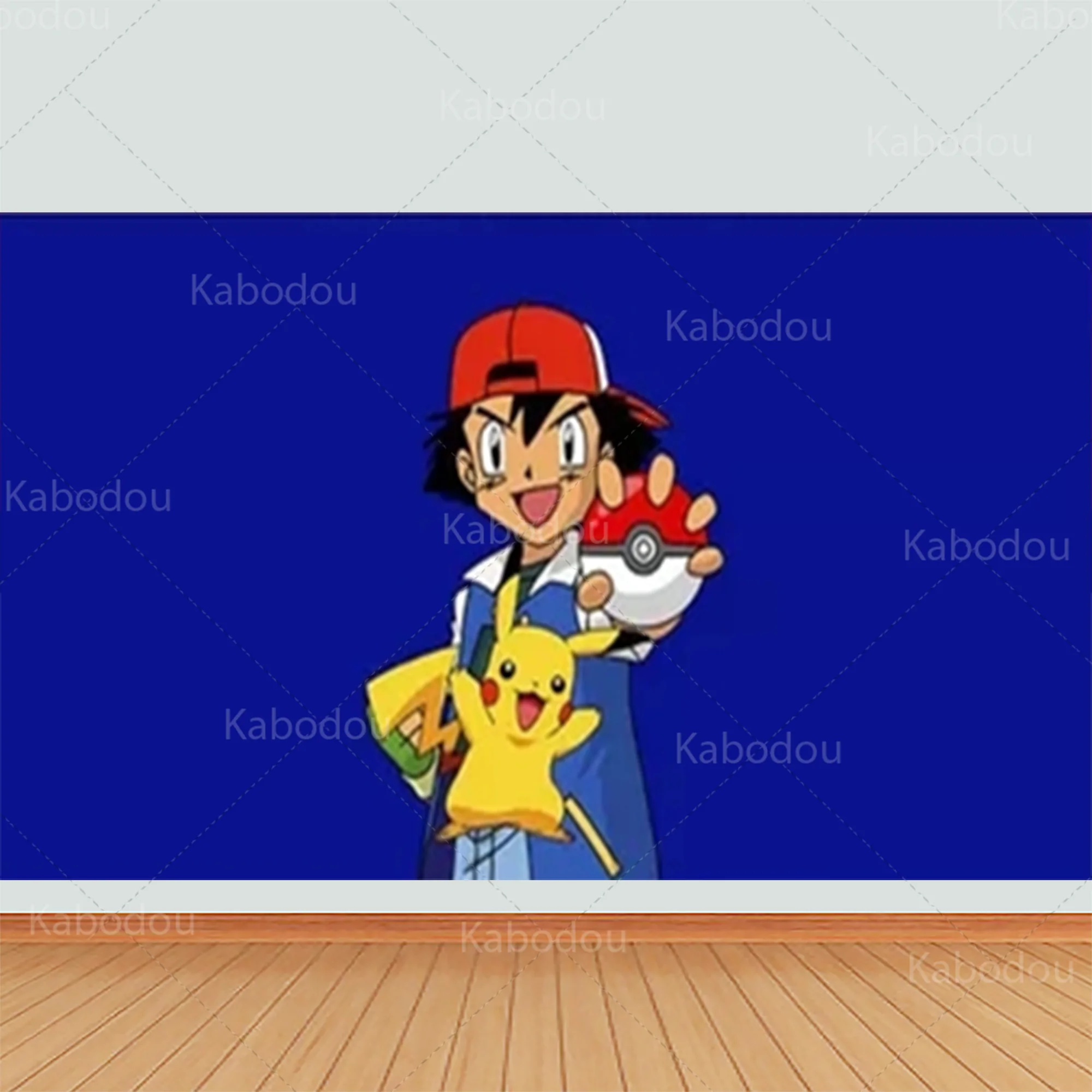 Pokemons Round Backdrop Blue Kids Birthday Party Decoration Photography Background Baby Shower Cylinder Cover Studio Props