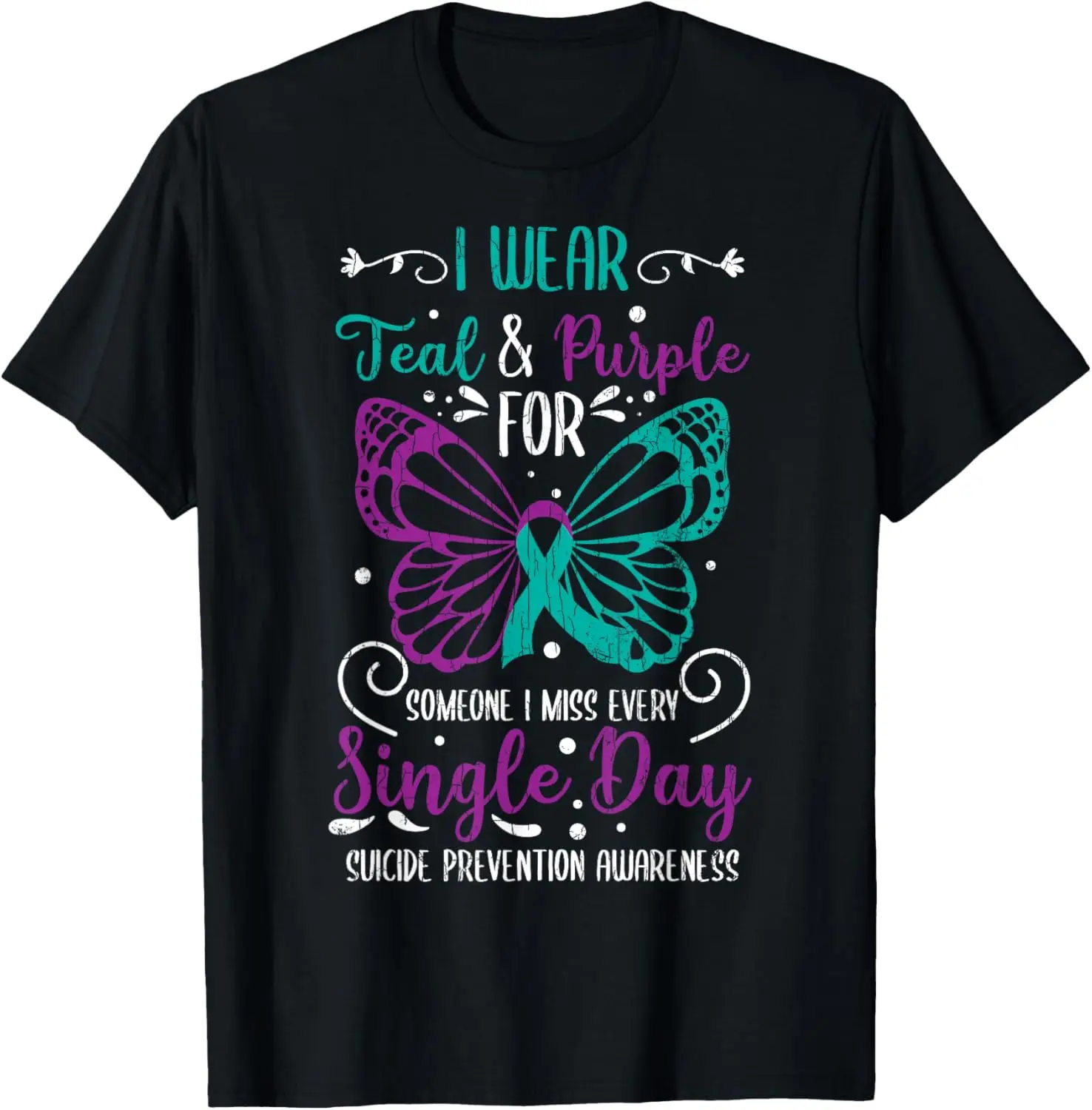 I Wear Teal And Purple Suicide Prevention Awareness Graphic T-Shirt