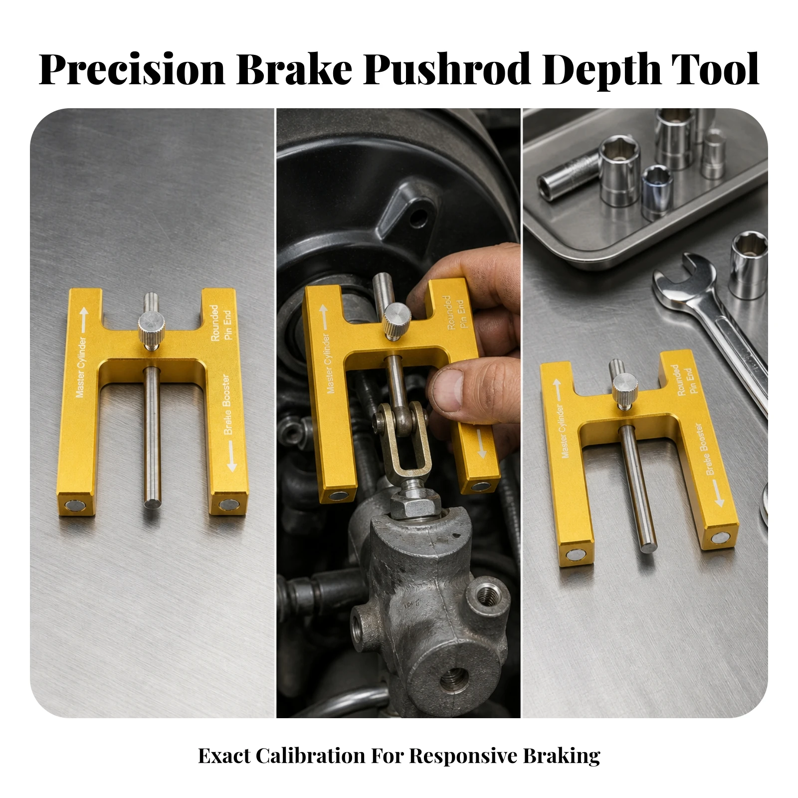 Brake Booster Pushrod Adjustment Tool Aluminum Alloy Brake Booster Pin Adjustment Tool Universal CNC for Mechanics, Garage