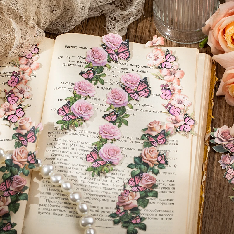 Card Lover 10 Pcs [Flower Butterfly Series] Retro Butterfly Flowers Material Paper Kraft Deco Paper Scrapbooking Sticker Kit