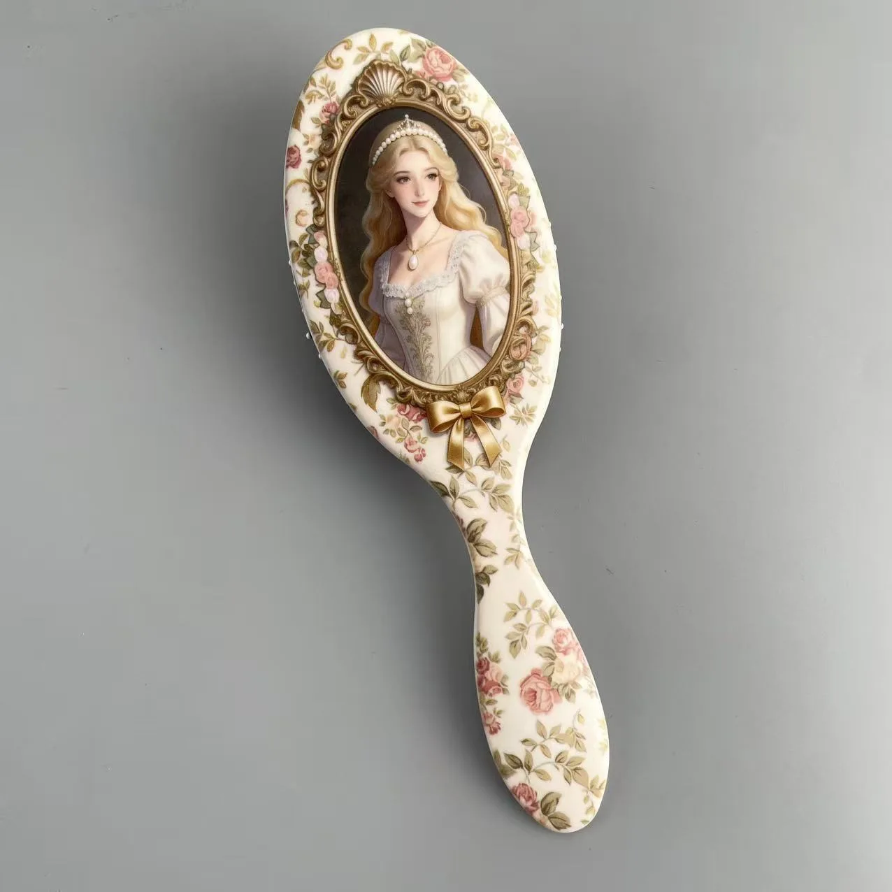 Anti-static ABS Air Cushion Hair Brush Vintage Princess Print Scalp Massage Portable Household Hair Styling Detangling Comb
