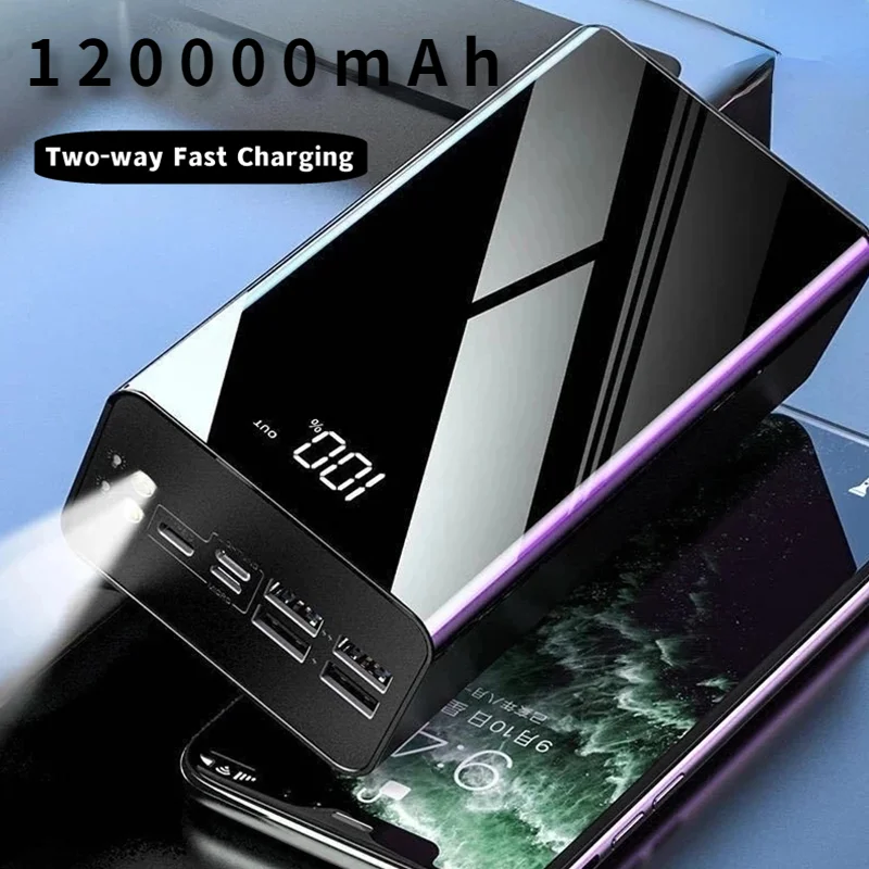 

Power bank 120000mah mobile solar cell stack High Capacity Portable Charger Mobile Phone Flat Panel External Battery Pack