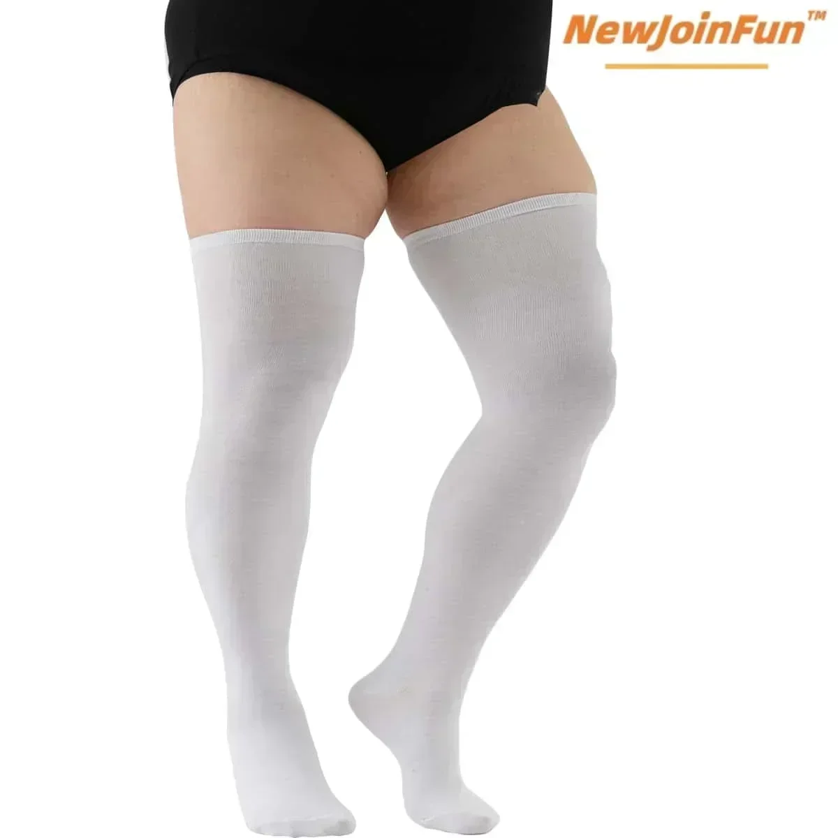 NewJoinFun Große Größe Lange Frauen Dünne Schwarze Hohe Socken Über Das Knie Frau Plus Größe Elastische Kraft Strumpf