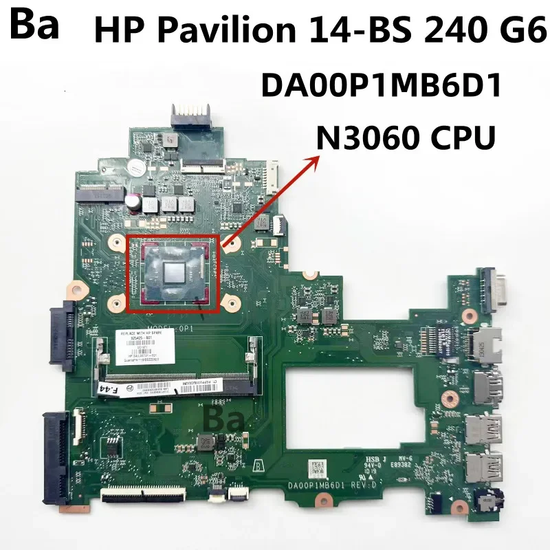 

FOR HP Pavilion 14-BS 240 G6 Computer Motherboard,DA00P1MB6D1,With N3060 CPU