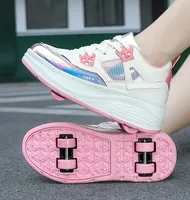 Children's & Women's Double Wheel Roller Skates - Comfortable Outdoor Sports Sneakers for Boys Size 28-41