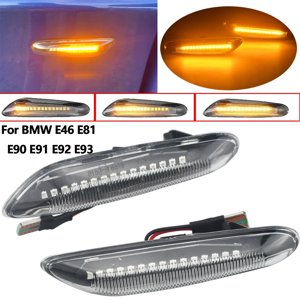 Smoke Lens Dynamic Flowing LED Turn Signal Side Marker Light Blinker Lamp For BMW E90 E91 E92 E93 E60 E87 E82 E46 Accessories view 6