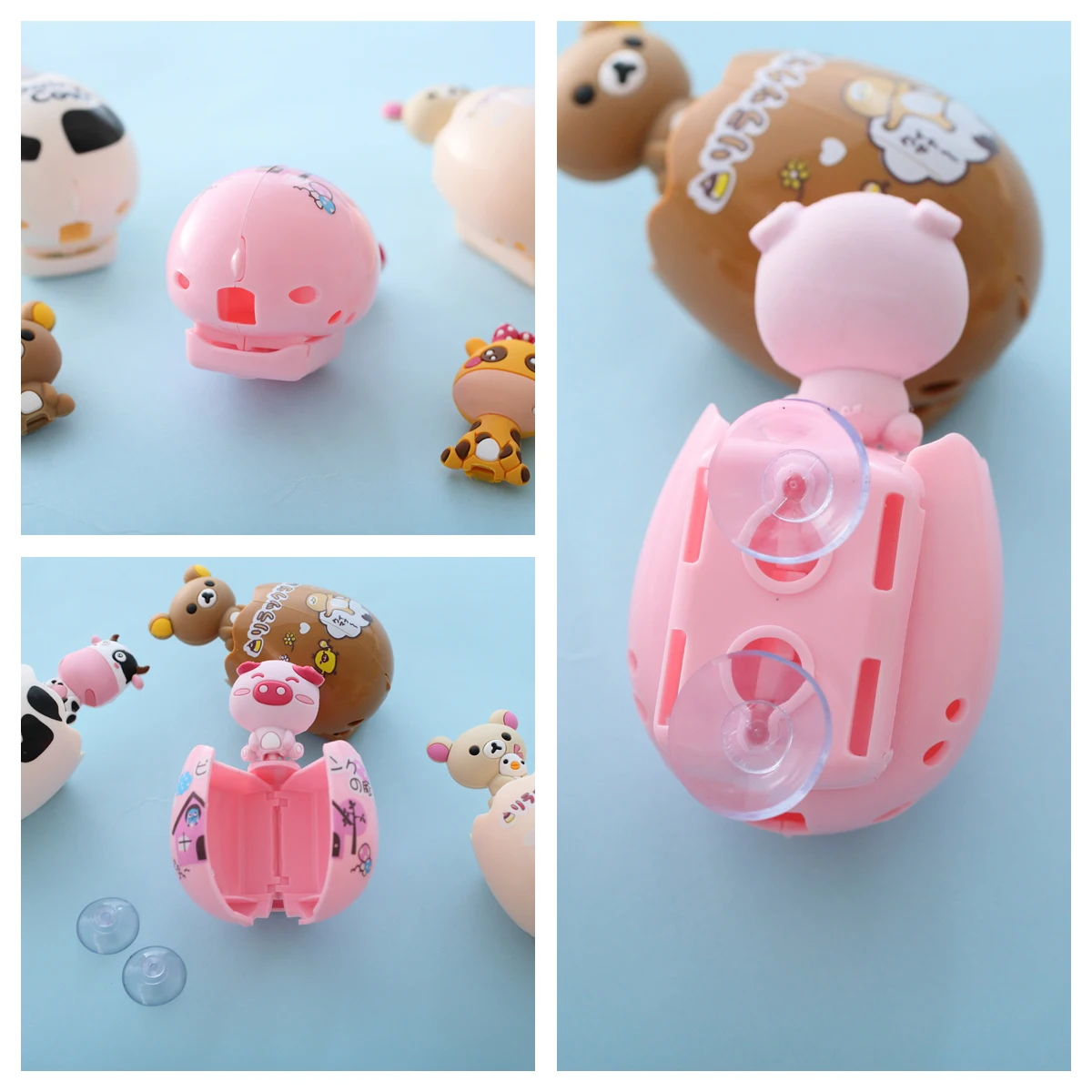 Cute animal children toothbrush holder room household cartoon plastic suction cup type children toothbrush holder