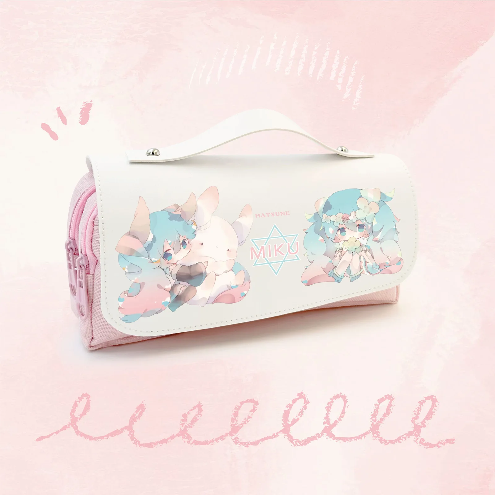 لـ Hatsune Miku الأجهزة الطرفية ثنائية الأبعاد الإبداعية شخصية الكرتون طباعة طالب سعة كبيرة مقلمة تخزين الوجه