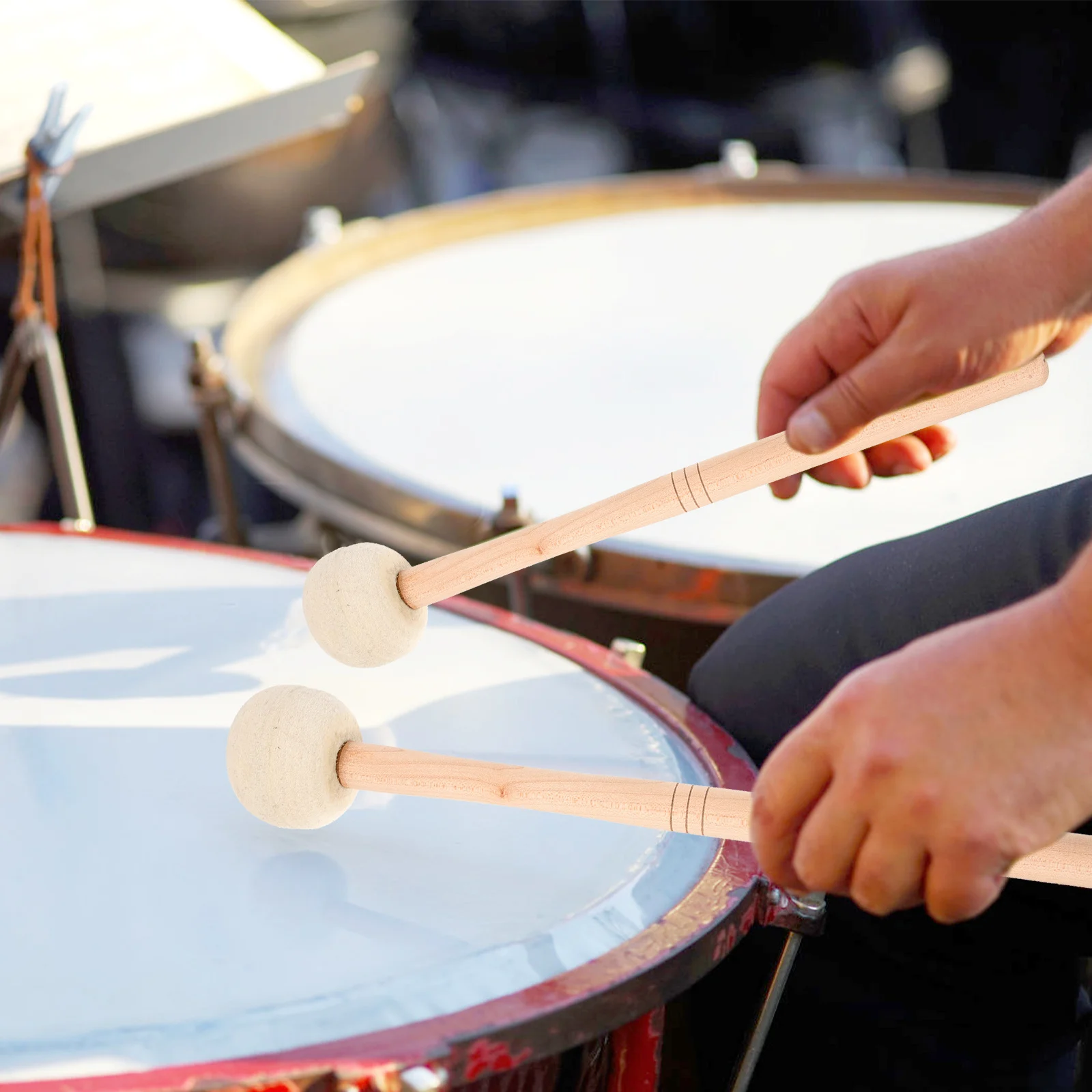 

2 pcs Bass Drum Mallet Wooden Felt Drumsticks Anti-Slip For Percussion Practice Adult Drum Stick Reliable Performance Instrument