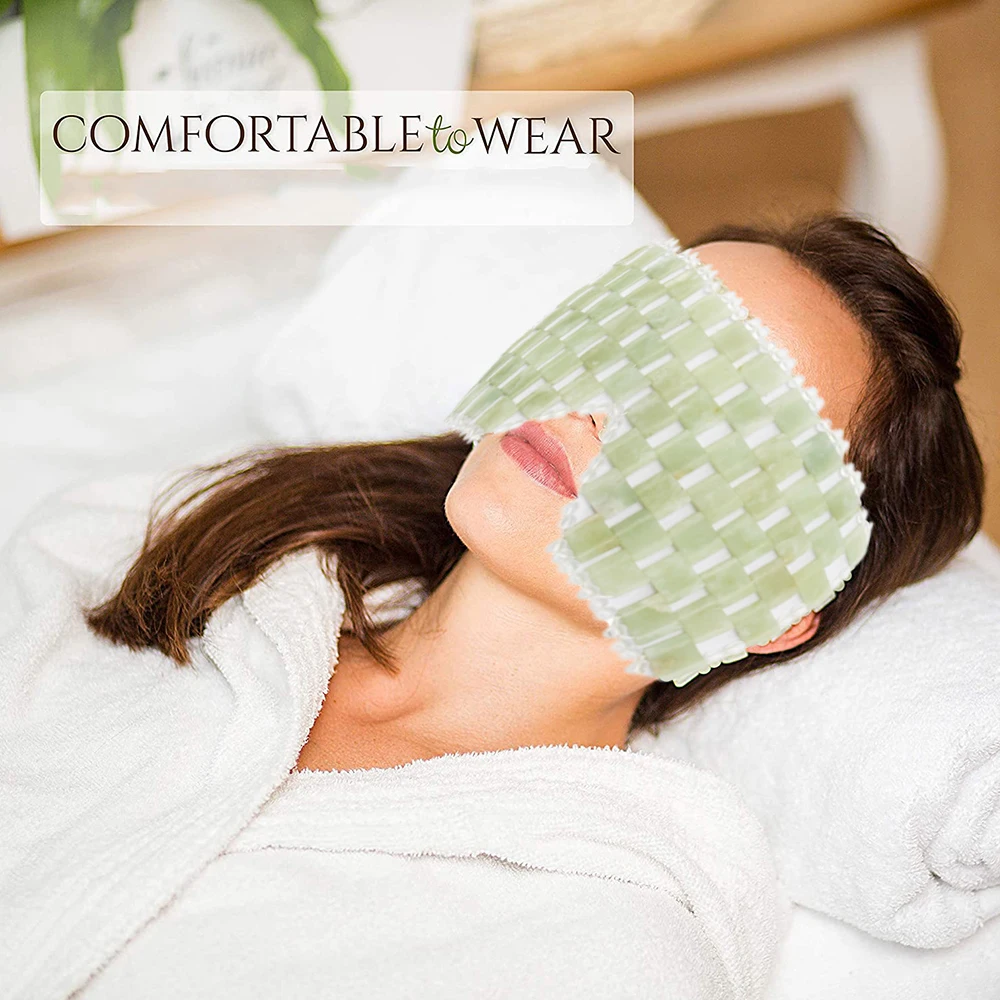 フェイシャルケア ジェイドアイマスク 美容冷却 コールドスパ マッサージャー フェイススキンケア マッサージツール アンチエイジング ストーンビーズ スリーピングセラピー