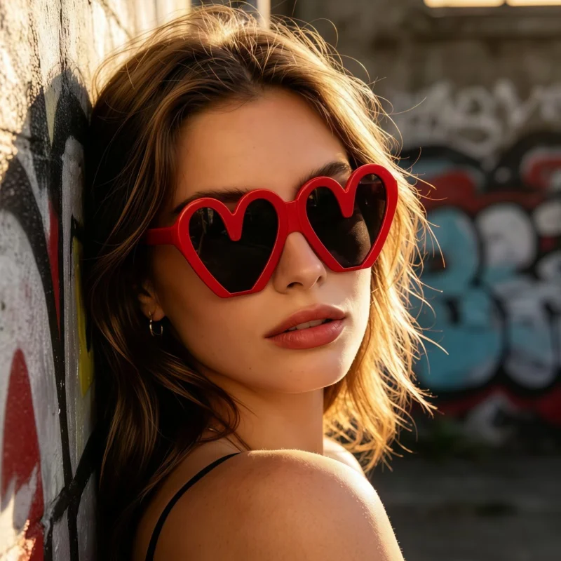 1 Stück Europäische Unisex-Sonnenbrille mit Liebesrahmen für Sommer, Sonnenschutz, UV-Schutz, Sportbrille F