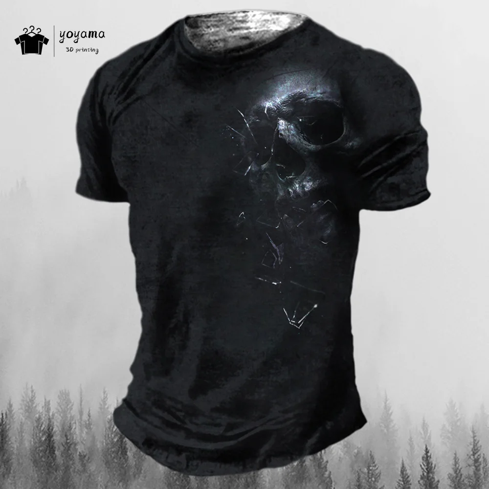 MEN'S T-SHIRT RETRO 3D HORROR SKULL PRINT SHORT SLEEVE T-SHIRT HIP HOP PARTY STREETWEAR SUMMER MEN'S OVERSIZED CASUAL KIDS