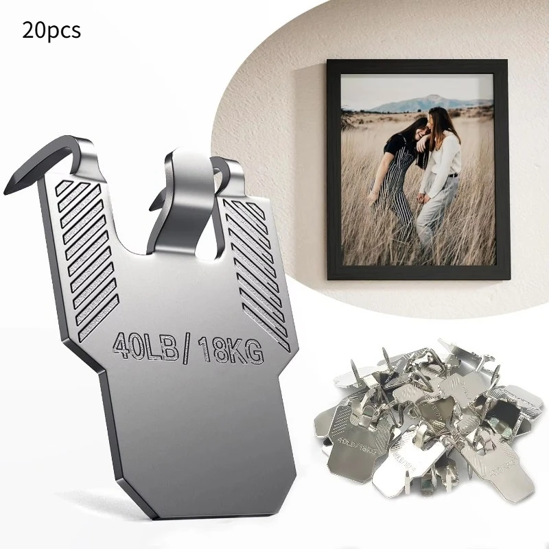 20pcs Claw Drywall Picture Hanger Wall Hooks for Hanging Picture Mirror Photo Poster Kit for Room Office Decor Easy Tool Nail