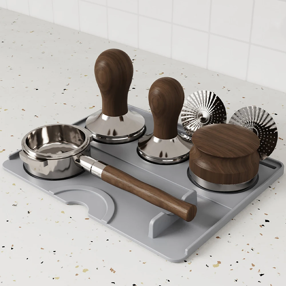 Espresso Coffee Tampers Mat Station Press Tampering Holder Corner Mat Pad Silicone Coffeeware WDT Tools Tamping Barista