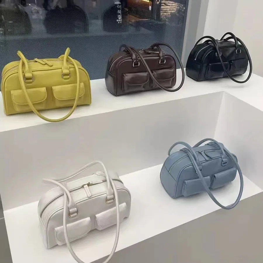 

Роскошные модные женские сумки Y2K, корейская дизайнерская сумка для боулинга ST, большая вместительная сумка Boston Tote из искусственной кожи, женский аксессуар