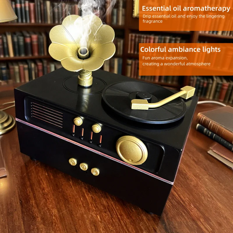 

Вращающийся фонограф в стиле ретро, USB-увлажнитель, европейский и американский ультразвуковой распылитель, 5vUSB, динамический фонограф, машина для ароматерапии
