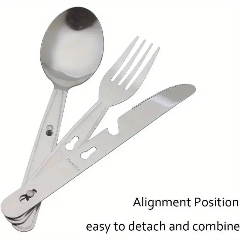 4 PCS Set Stainless Steel Cutlery Knife Fork Spoon for Home Use Travel Camping Picnic Portable Tableware Set with Storage Bag #1
