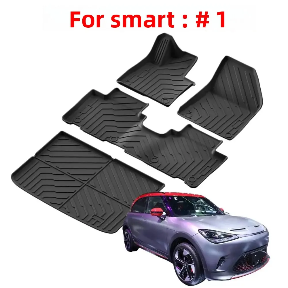 

For Smart #1 Car Floor Mats（2022-2025）, TPE All Weather Protection Car Mats Accessories Trunk Mats Fit for Smart #1