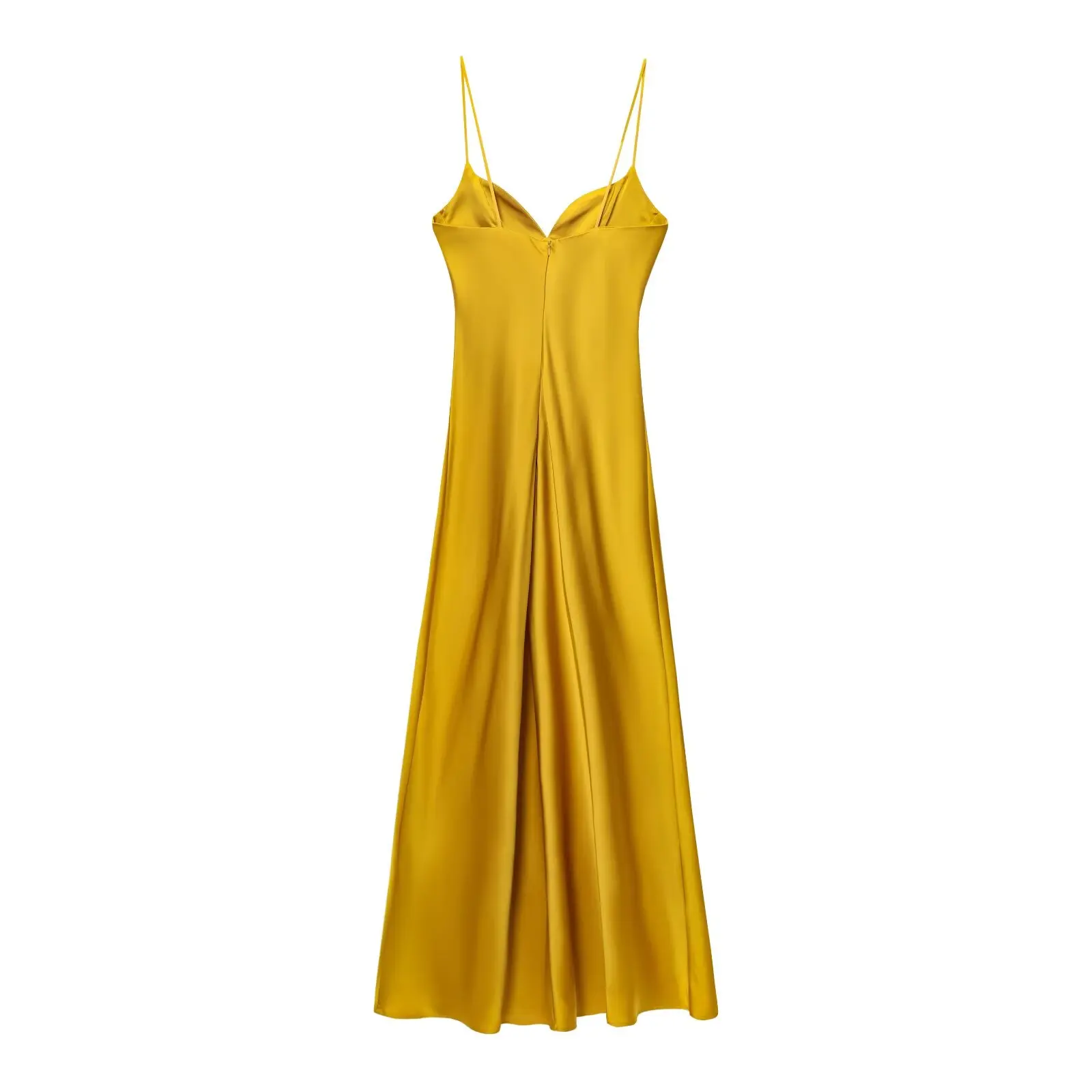 Willshela Women Fashion Solid Satin Backless Midi Camisole Dress Sweetheart Neck Sleeveless Female Chic Casual Long Vestidos