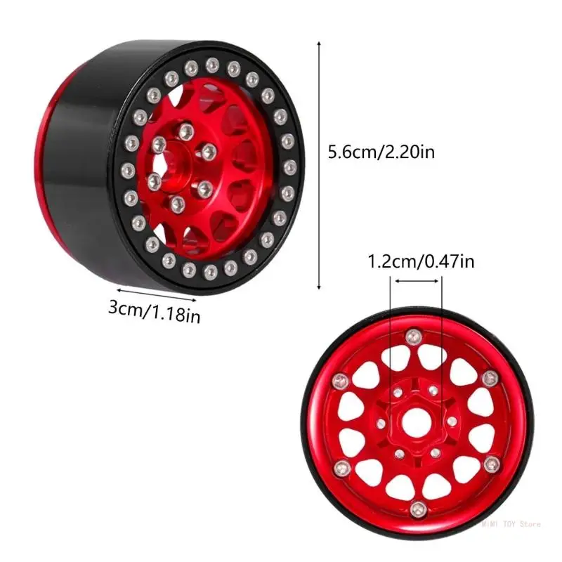 Remote Control Wheel Hubs 1.9’’ Beadlock Wheel Rims for 1/10 Toy Crawler Car Toy