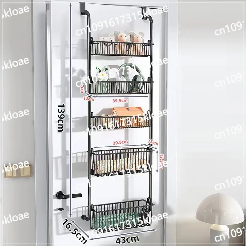 Door hanging, multi-layer storage rack, no punching, sundries behind the door, food hanging basket