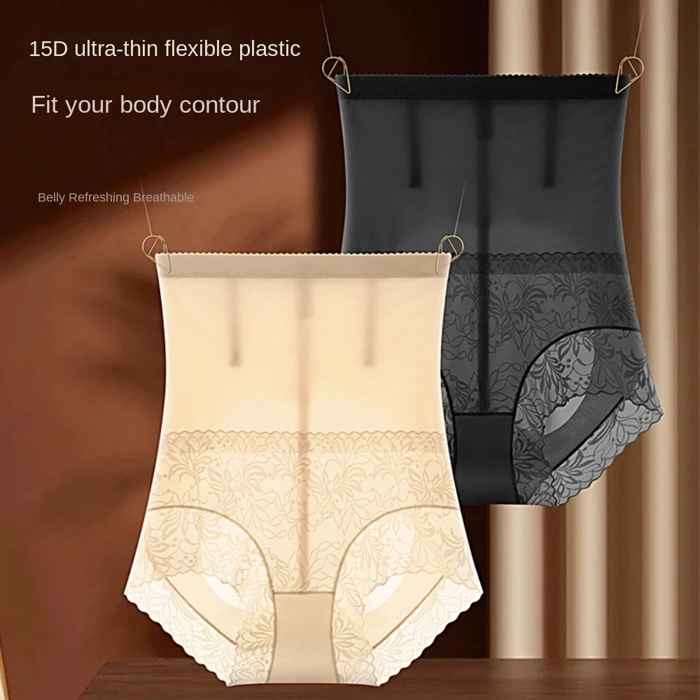 

Lace Shapewear Panties Women Large Size Mulberry Silk Crotch Seamless Underwear High Waist Traceless Butt Lifter Underpants