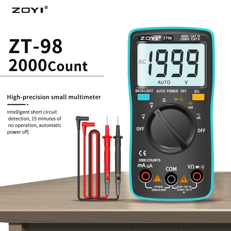 ZOYI Digital Multimeter Ammeter Voltmeter Resistance Frequency Backlight Meter Voltage Diode Frequency ZT98 ZT100 ZT101 ZT102