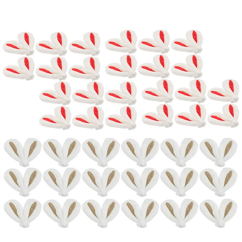 40Pcs Bunny Ear Fabric Hair Charms DIY Hairpin Decor for Women Girls Easter Craft Supplies Headdress Making Accessories