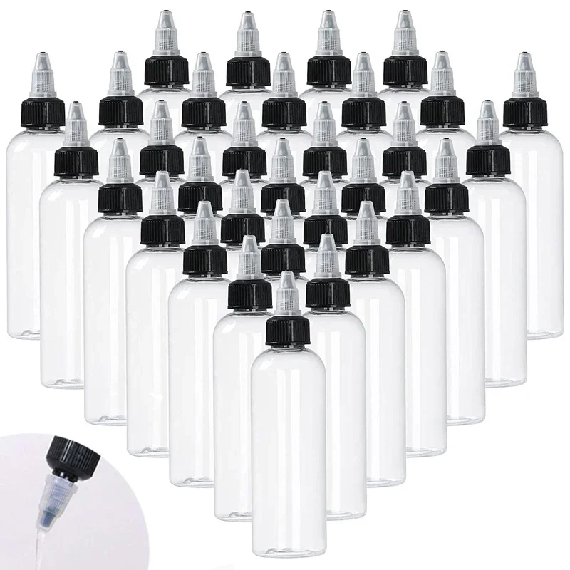 50Pcs 30-120ml Plastic Squeeze Bottle with Twist Top Cap Boston Dispensing Bottle Travel Vial Empty Crafts Art Kitchen Container