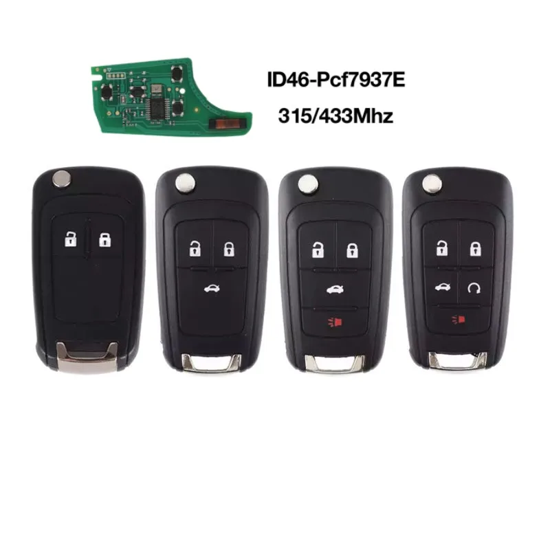 Keychannel 2/3/4/5 Tasten Auto Schlüssel Remote Flip Key Fob ID46 Chip 315/433mhz PCF7937E Fernbedienung Für Opel GM buick Mit HU100 Klinge