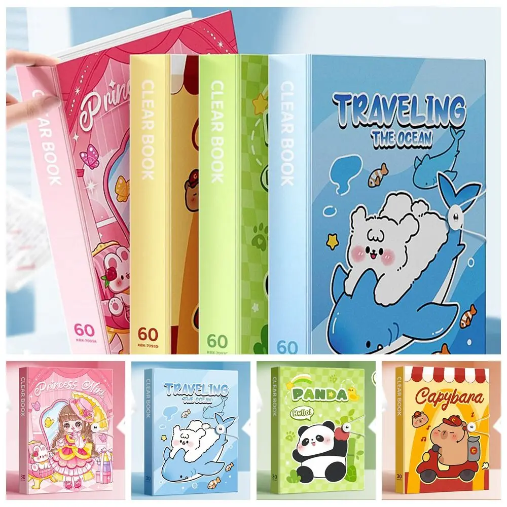 Carpeta de archivos A4 con 30/40/60 bolsillos, bolsa Capybara Panda, organizador de archivos A4 de gran capacidad, carpeta de documentos para archivos de papel de prueba