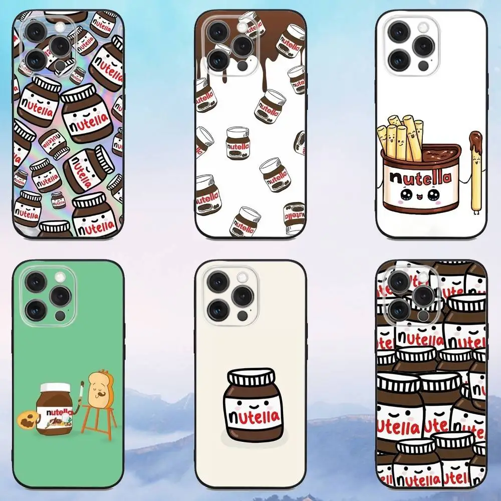 

N-Nutella Cute Chocolate Phone Case For iPhone 16e,16,15,14,13,12,11,Pro,X,XS,Max,XR,Plus,Mini Soft Black Cover