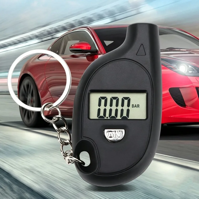 Mini Keychain Digital Tire Pressure Gauge LCD Display Tyre Air Pressure Tester Meter for Car Motorcycle Bicycle Auto Safety Tool