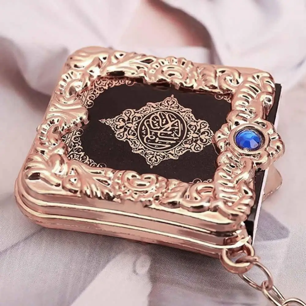 Vintage Mini Ark Book Koran Pendant Muslim Keychain Bag Purse Car Decor Real Paper Can Read Small Religious Jewelry Decorations