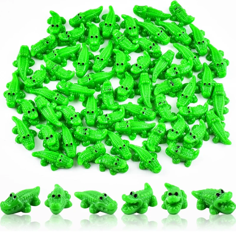 Mini cocodrilo verde en miniatura, 10-100 Uds., 2 estilos, pequeños animales de resina para jardín de hadas, paisaje, decoraciones artesanales DIY para el hogar