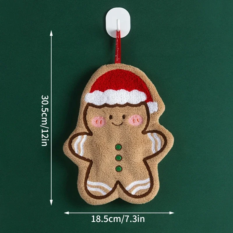 1/5 piece, Christmas handkerchief, suitable for kitchen and bathroom, cute hanging rope cleaning towel, Christmas decoration.