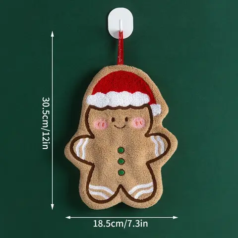 1/5 piece, Christmas handkerchief, suitable for kitchen and bathroom, cute hanging rope cleaning towel, Christmas decoration.
