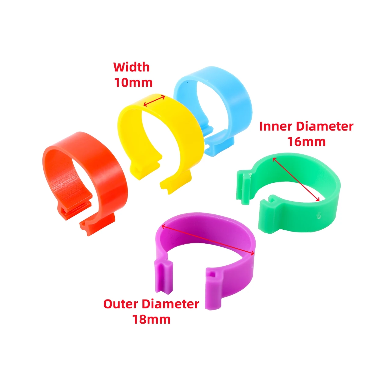 Inner Diameter 16mm Plastic Chicken Foot Ring With Open Snap Fastener For Chicken Duck Goose Multi-Color Poultry Leg Ring 50Pcs