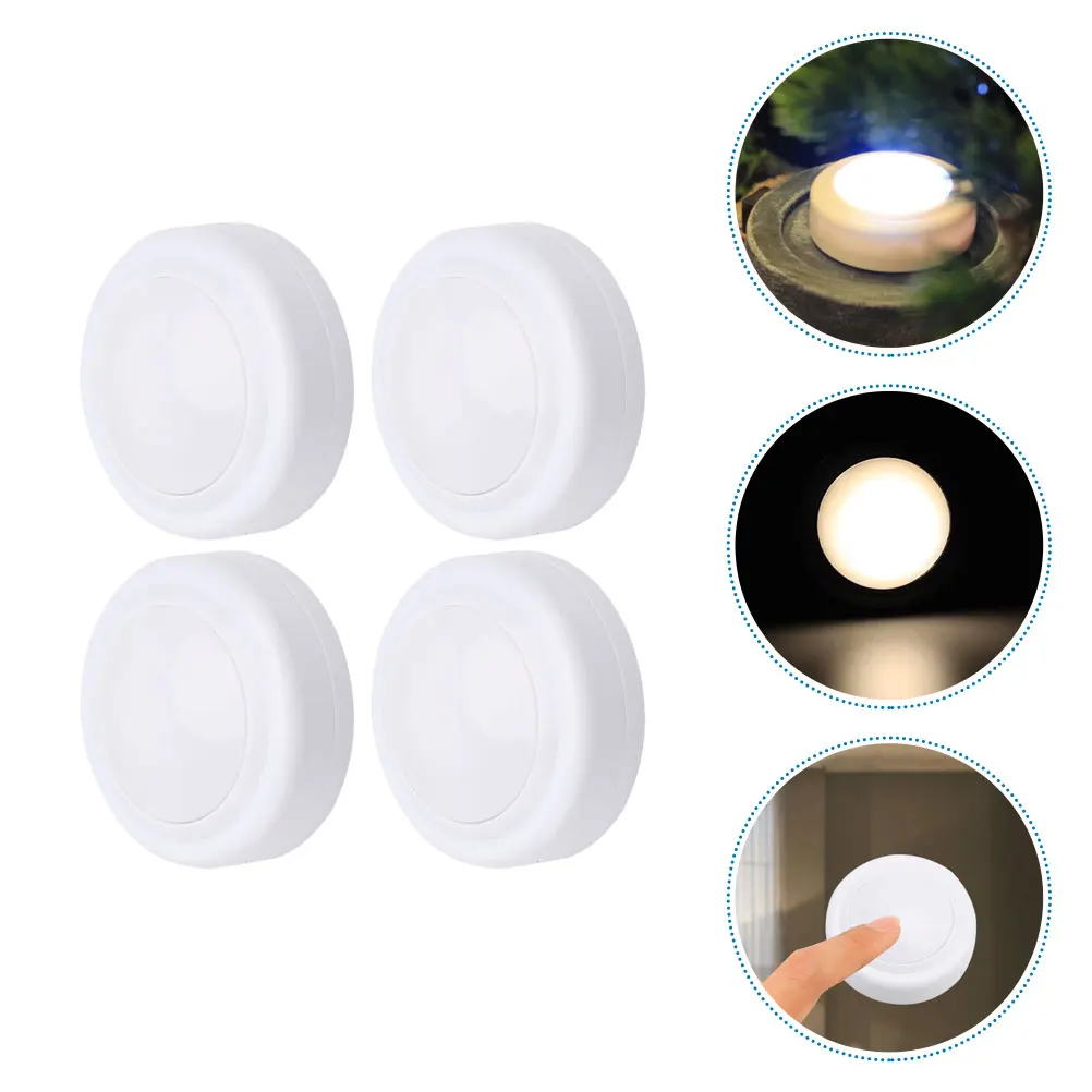 

4 Pcs LED Touch Night Light White Shell Wireless Closet Bedroom Living Room Non Dazzling Comfortable Eyes Save Energy Kids