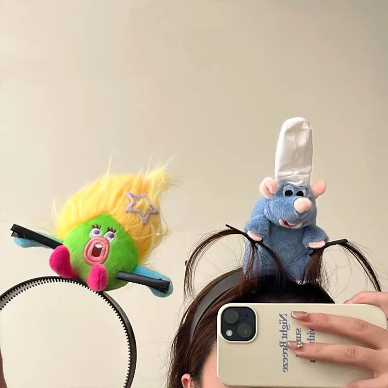 Disney Pixar Anime Ratatouille Hairband Kawaii Cartoon Plush Headband Cute Remy Plush Doll Hairpin Photo Headdress Girls Gift