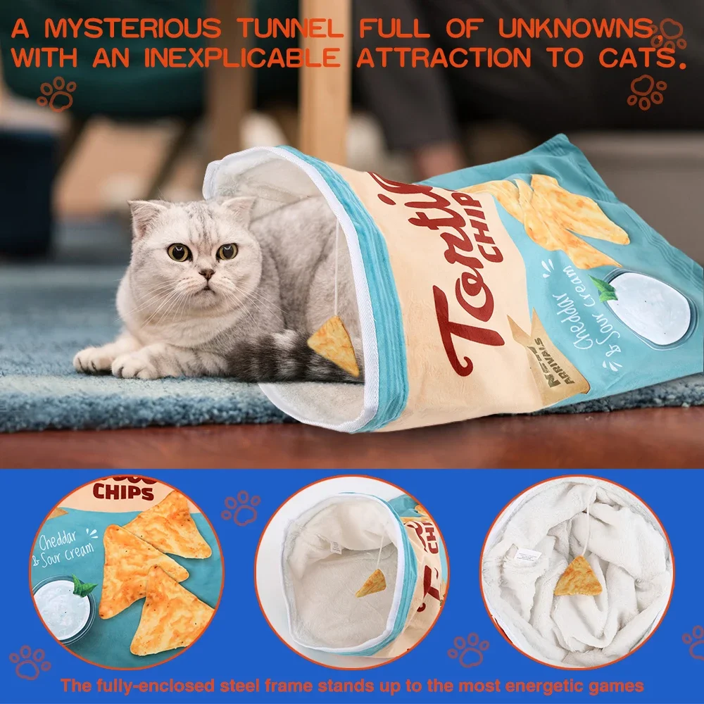 6 Halloween Gourmet Pattern Designs Cat Tunnel Toy, Cat Birthday Gift,Collapsible Interactive Cat Drill Bag Pet Toy