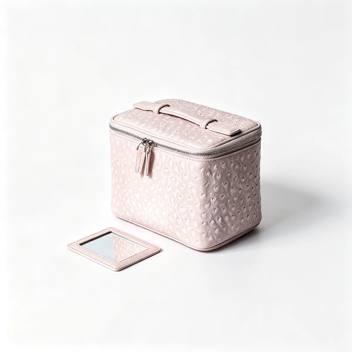Neue Kosmetiktasche aus Straußenleder, tragbarer Reise-Kosmetik-Organizer, schneeweiß, für Damen, Handtasche, Toilettenartikel-Etui, Kosmetikbeutel – Detail 20